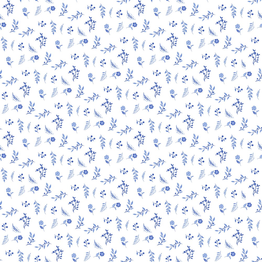 FLOWER TOSS - WHITE/BLUE || DELFT DYNASTY || Northcott Studio