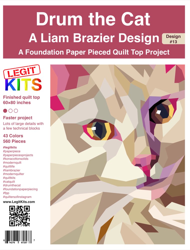 Legit Kits - Drum the Cat Foundation Paper Pieced Pattern