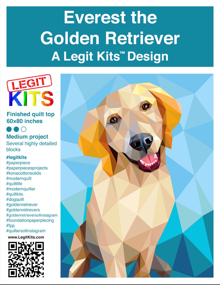 Legit Kits - Everest the Golden Retriever Foundation Paper Pieced Pattern