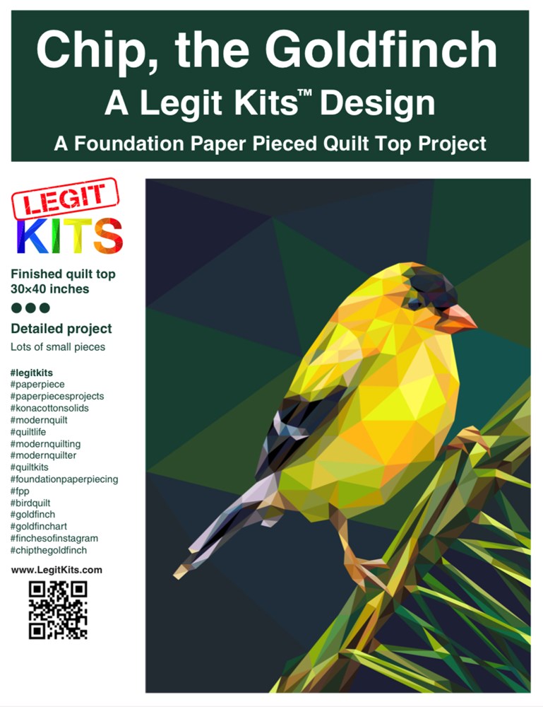 Legit Kits - Chip the Goldfinch Foundation Paper Pieced Pattern