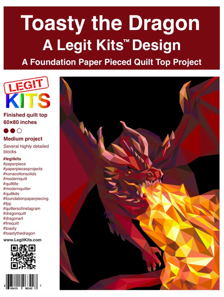 Legit Kits - Toasty the Dragon Foundation Paper Pieced Pattern