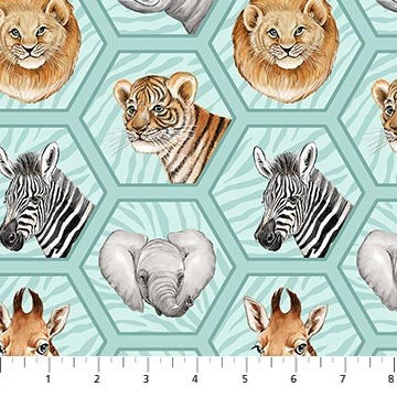 Little Hexie Animals - TURQUOISE MULTI II BABY SAFARI