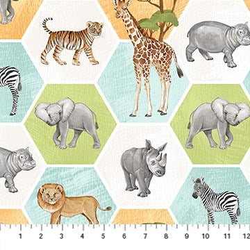 Big Hexie Animals - WHITE MULTI II BABY SAFARI